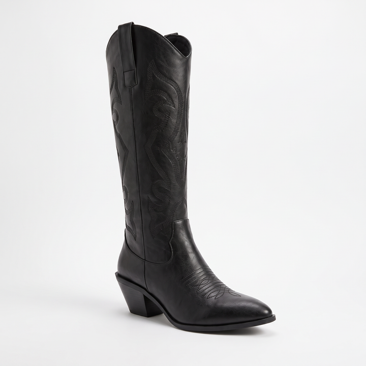 Embroidered Western Knee High Boots