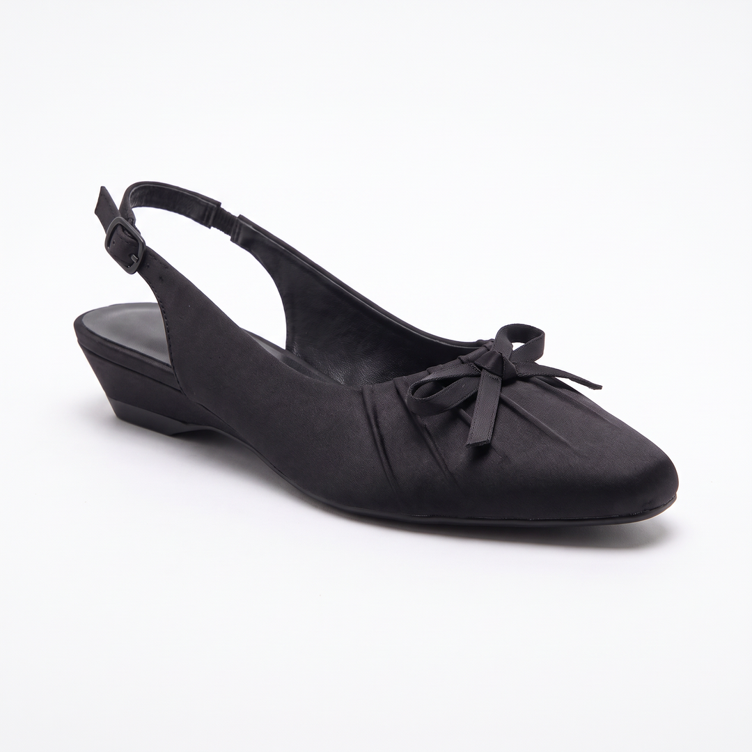 Black Bow Slingback Kitten Heels