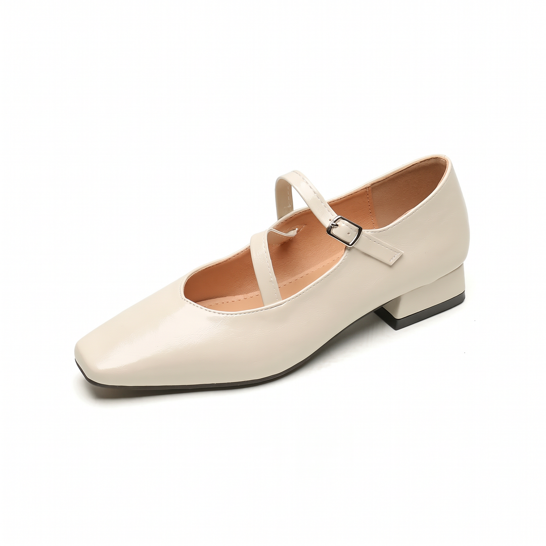 White Mary Jane Block Heels Office Wear