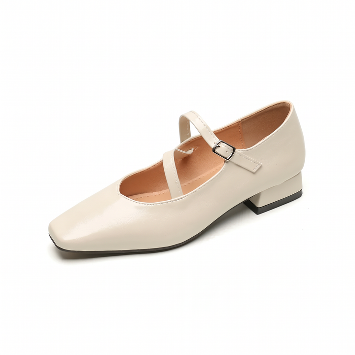 White Mary Jane Block Heels Office Wear
