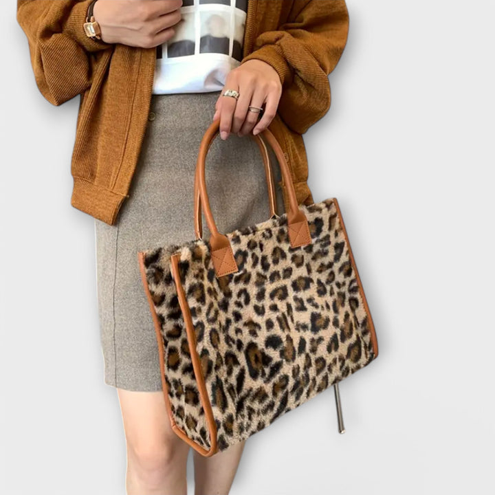 Chic Leopard Print Plush Tote