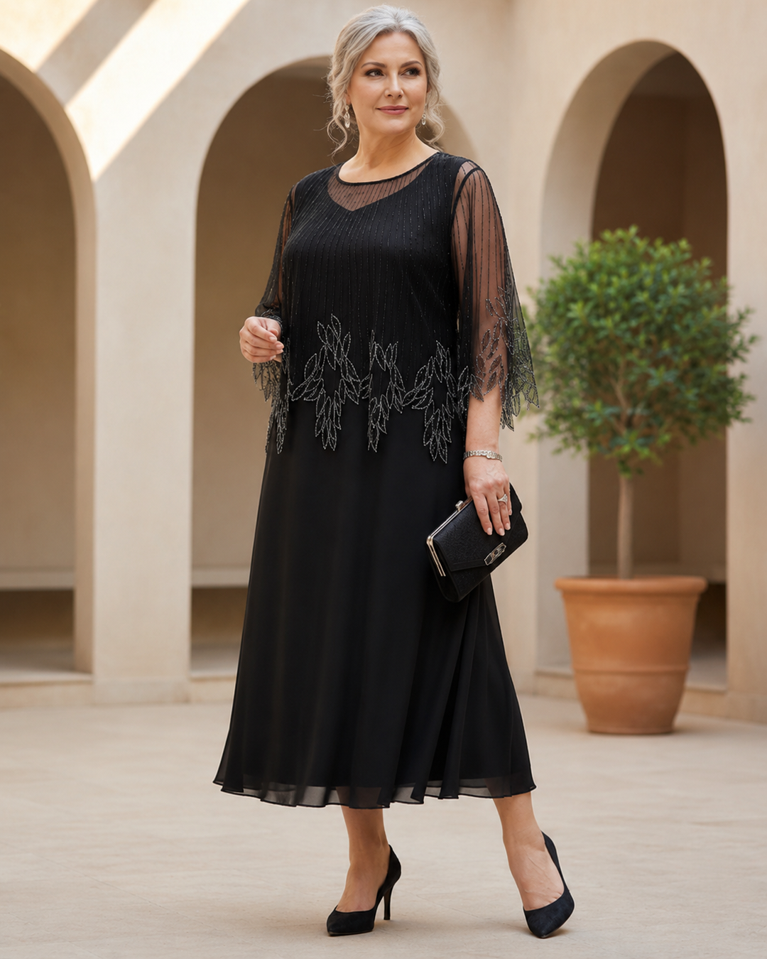 Juline™ | Elegant Belly-Camouflaging Embroidered Midi Dress