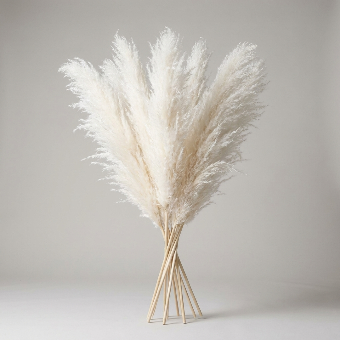 Artificial Pampas Grass Stems 65cm - Decorative Dried Flower Set