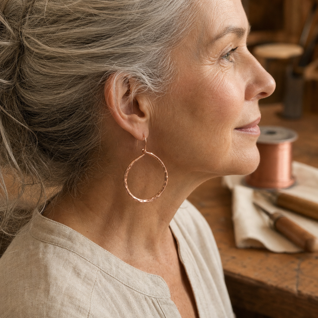 Willow Copper Earrings, view 2 - Elena Harper