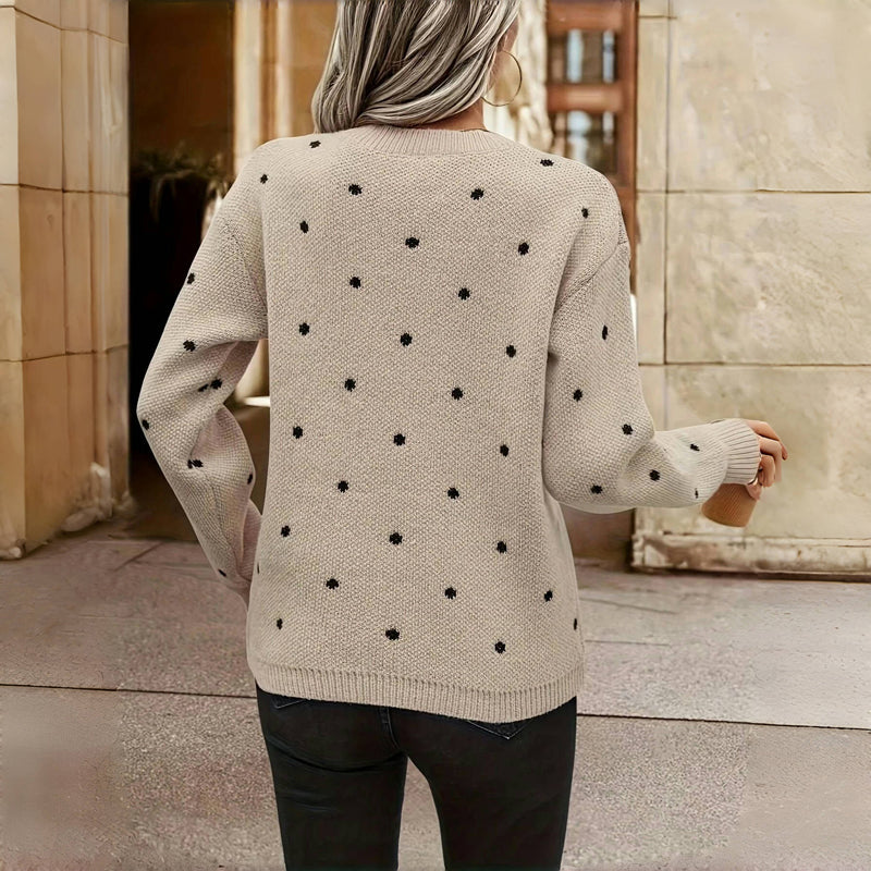 Casual Polka Dot Knitted Jumper