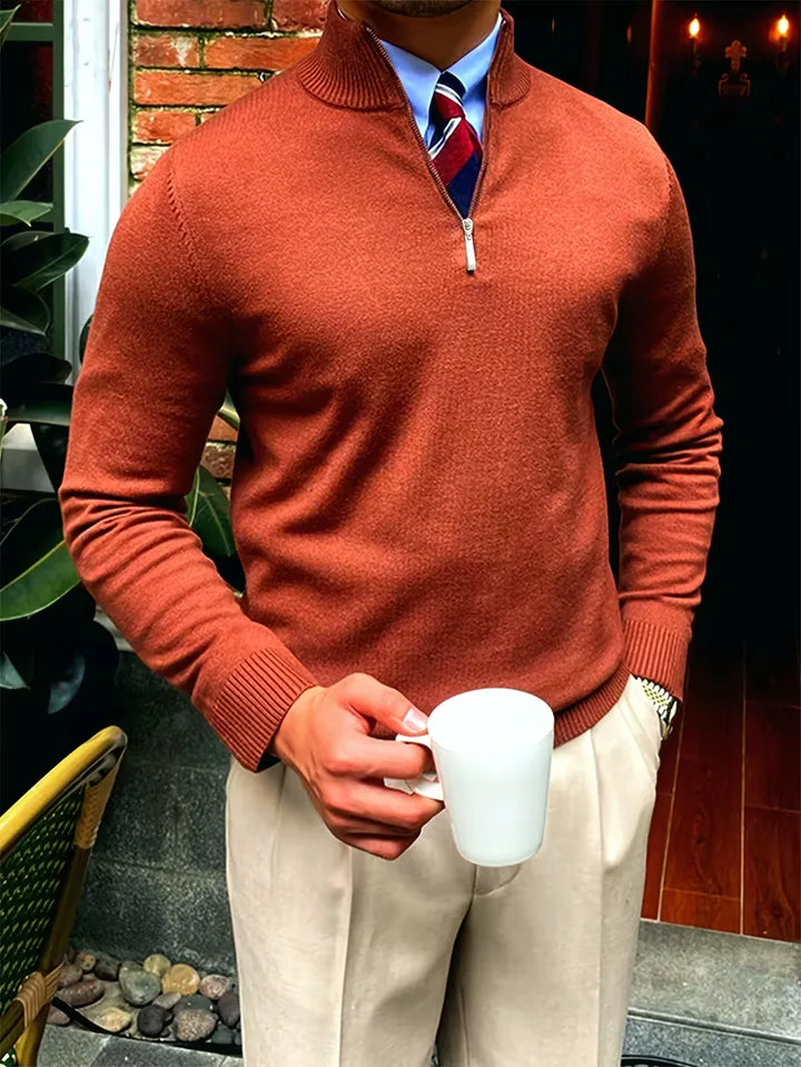 Thomas - Elegant Zip Mock Neck Sweater