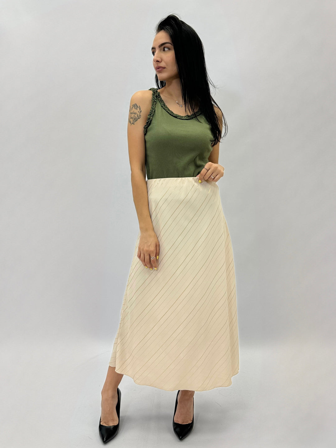 Fenna™  |  Striped Midi Skirt