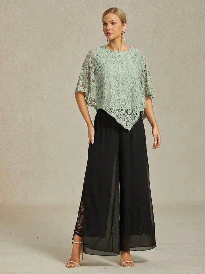 Graciana | Chiffon Trousers with Straight Leg and Slit