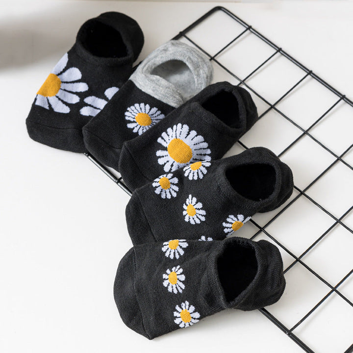 Casual Socks with Chrysanthemum Patterns