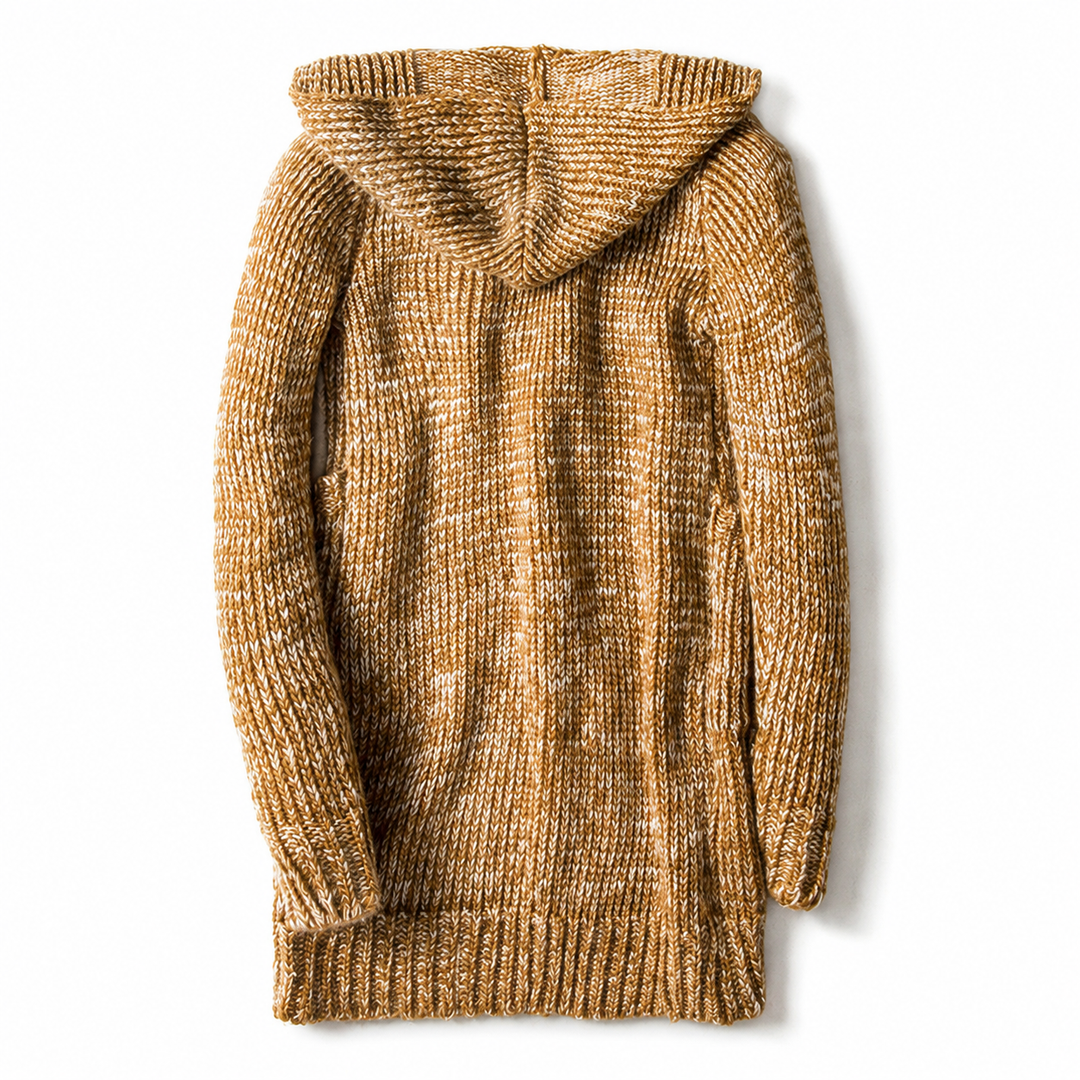 Lyndan Long Cardigan with Hood and Toggle Buttons, view 4 - Elena Harper