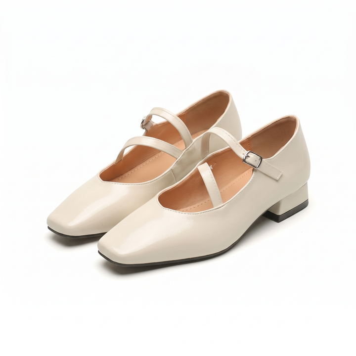 White Mary Jane Block Heels Office Wear