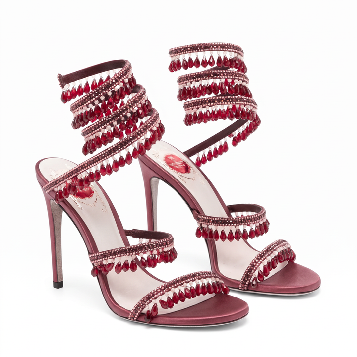 Crystal Wrap Heels Wedding Guest