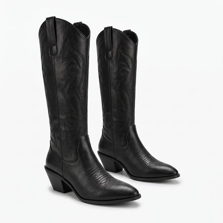 Embroidered Western Knee High Boots