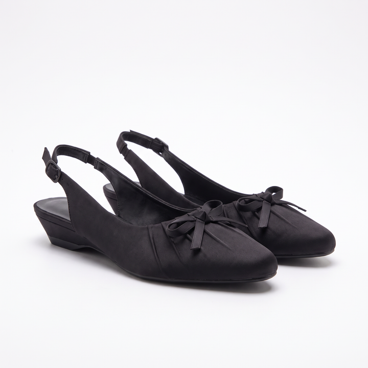 Black Bow Slingback Kitten Heels