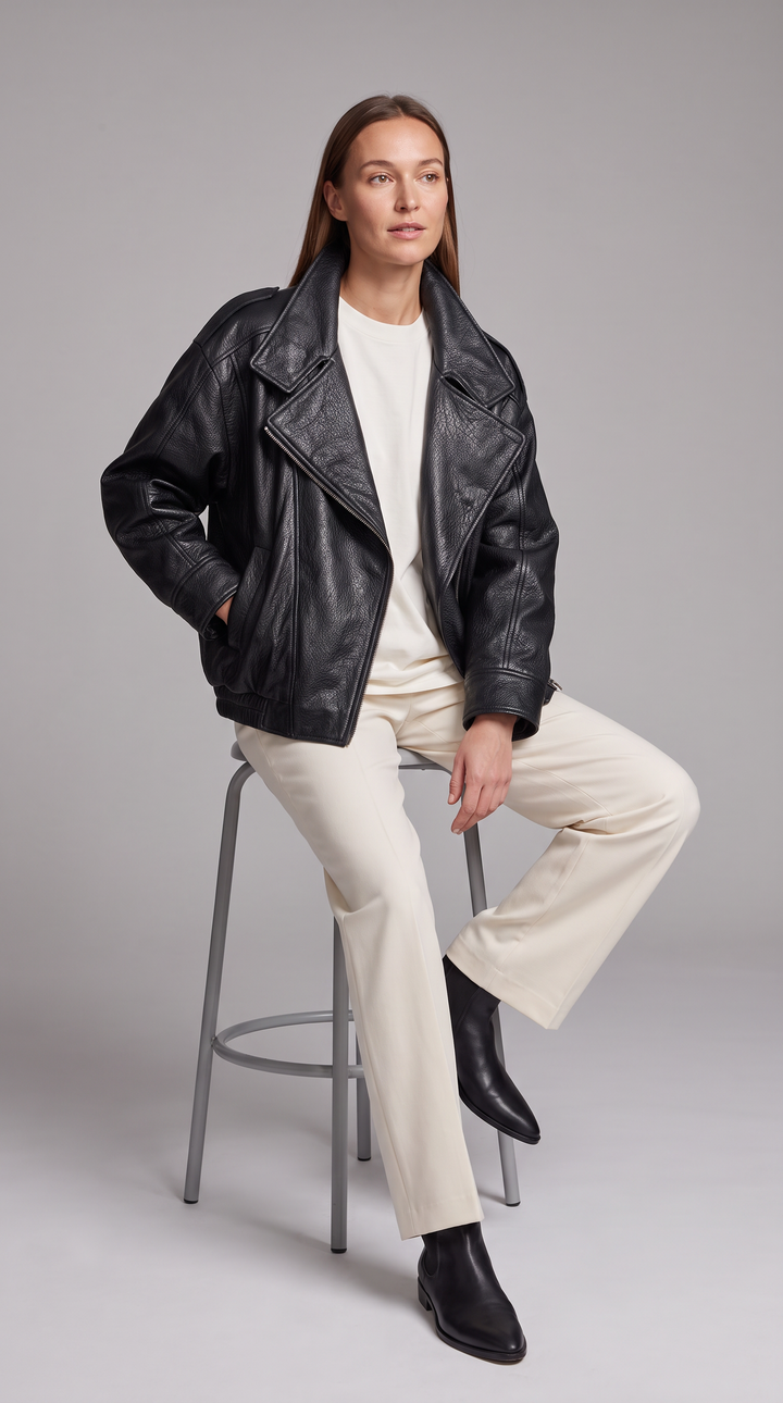 Black Stand Collar Zip Up Jacket