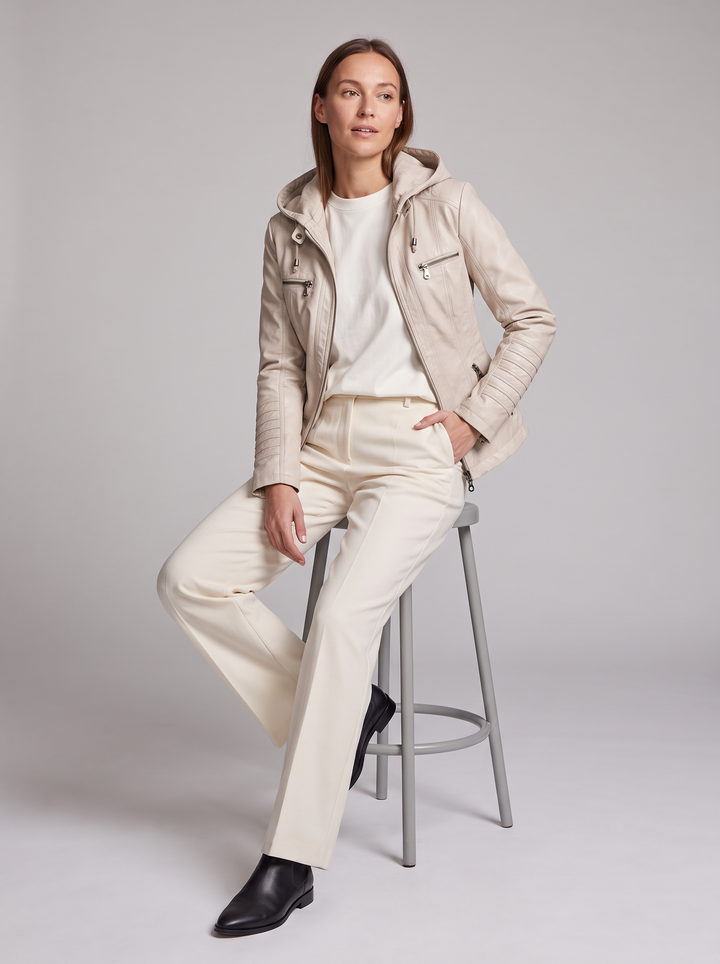 Detachable Hood Faux Leather Jacket