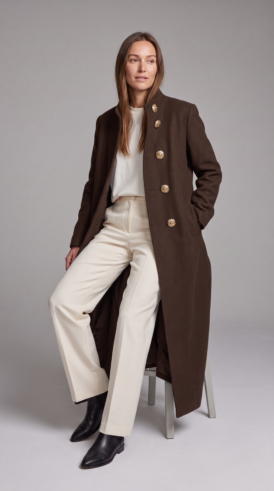 Gold Button Long Knit Gilet
