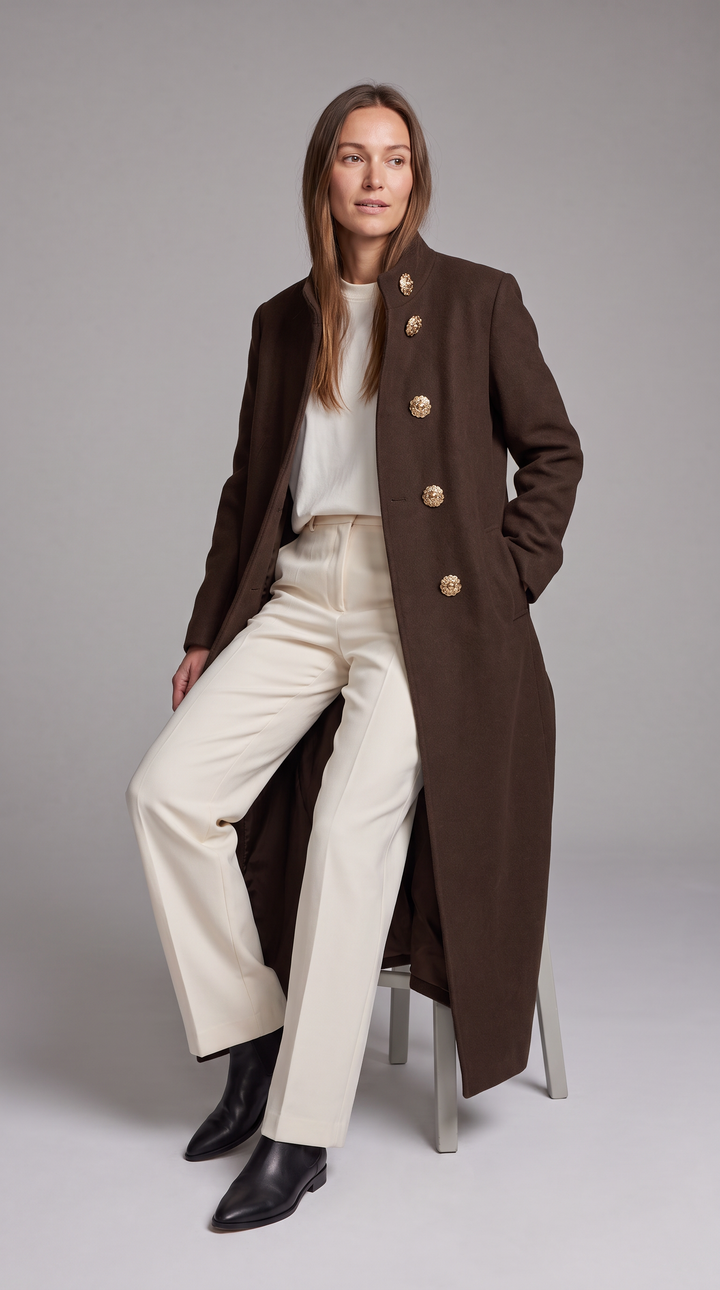 Gold Button Long Knit Gilet