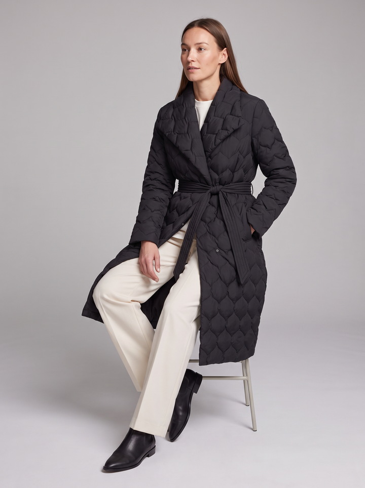 Belted Shawl Collar Puffer Coat