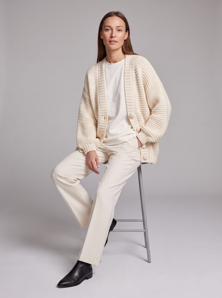 Balloon Sleeve Chunky Knit Cardigan