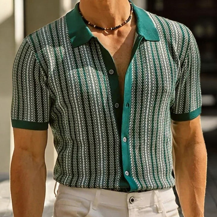 Organic Cotton Shirt – Modern Herringbone Button-Up Shirt