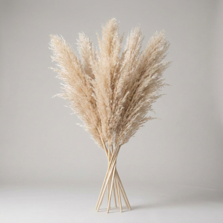 Artificial Pampas Grass Stems 65cm - Decorative Dried Flower Set
