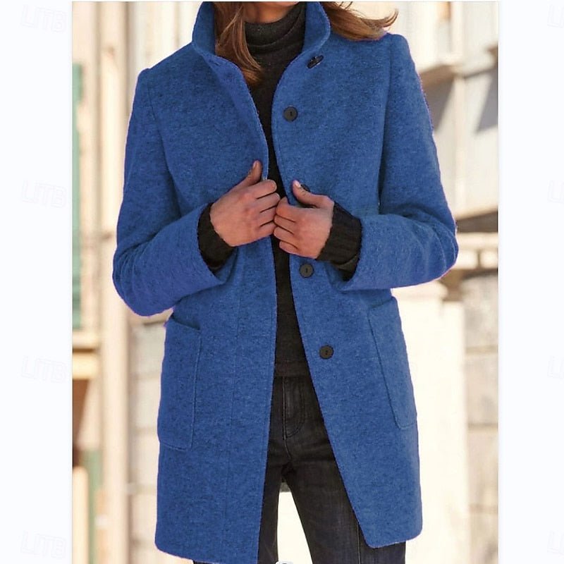 Emma | Elegant and Timeless Wool Trench Coat with Stand-Up Collar