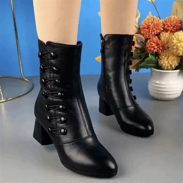 Angelica™ The New High-Heeled Short Leather Boots
