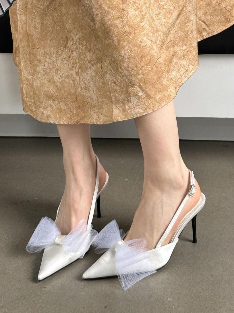 Bow-Embellished Stiletto Sandals