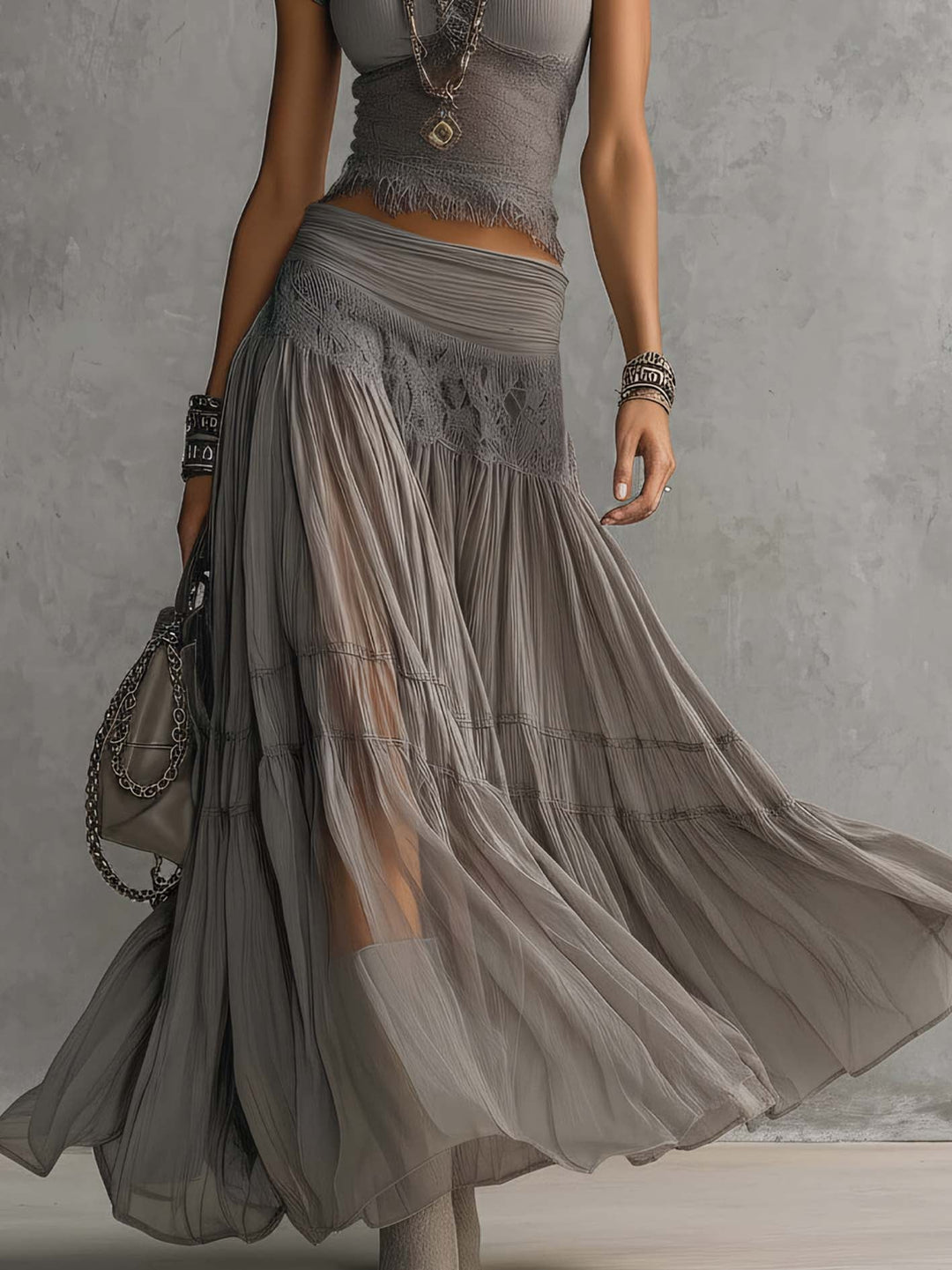 Delphine Sheer Layered Maxi Set - Elena Harper