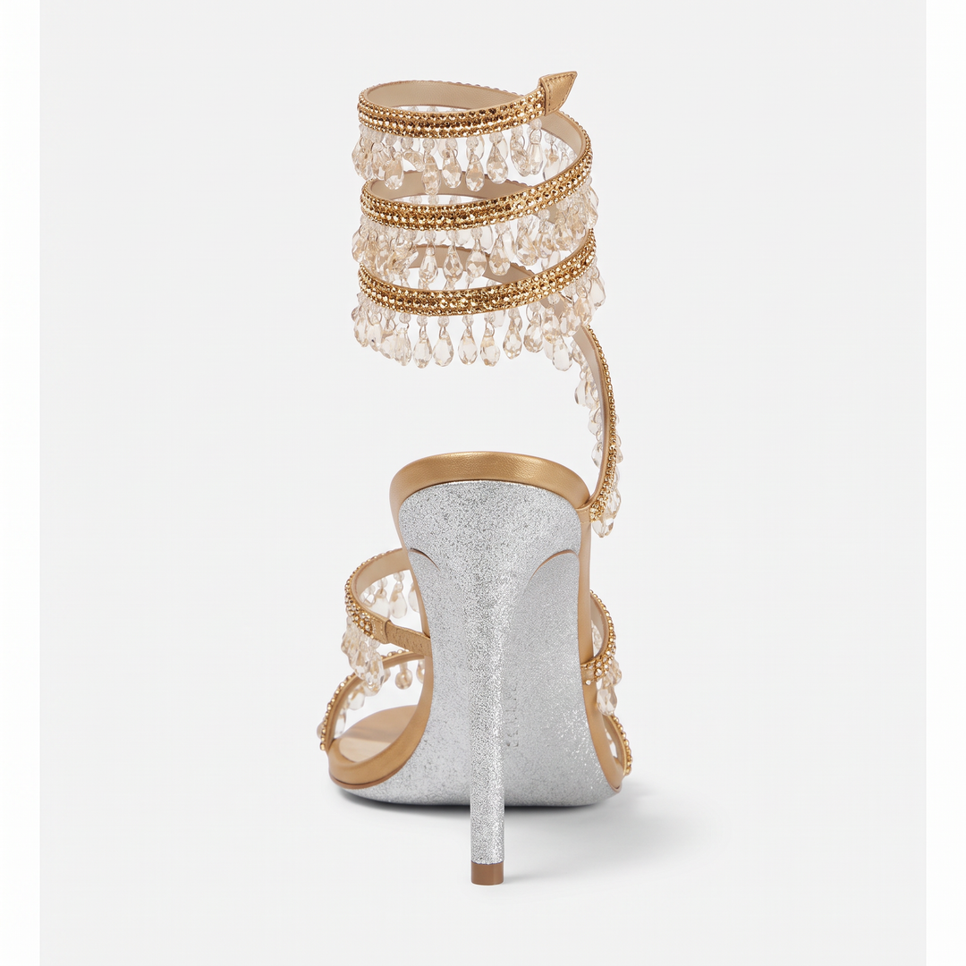 Crystal Wrap Heels Wedding Guest