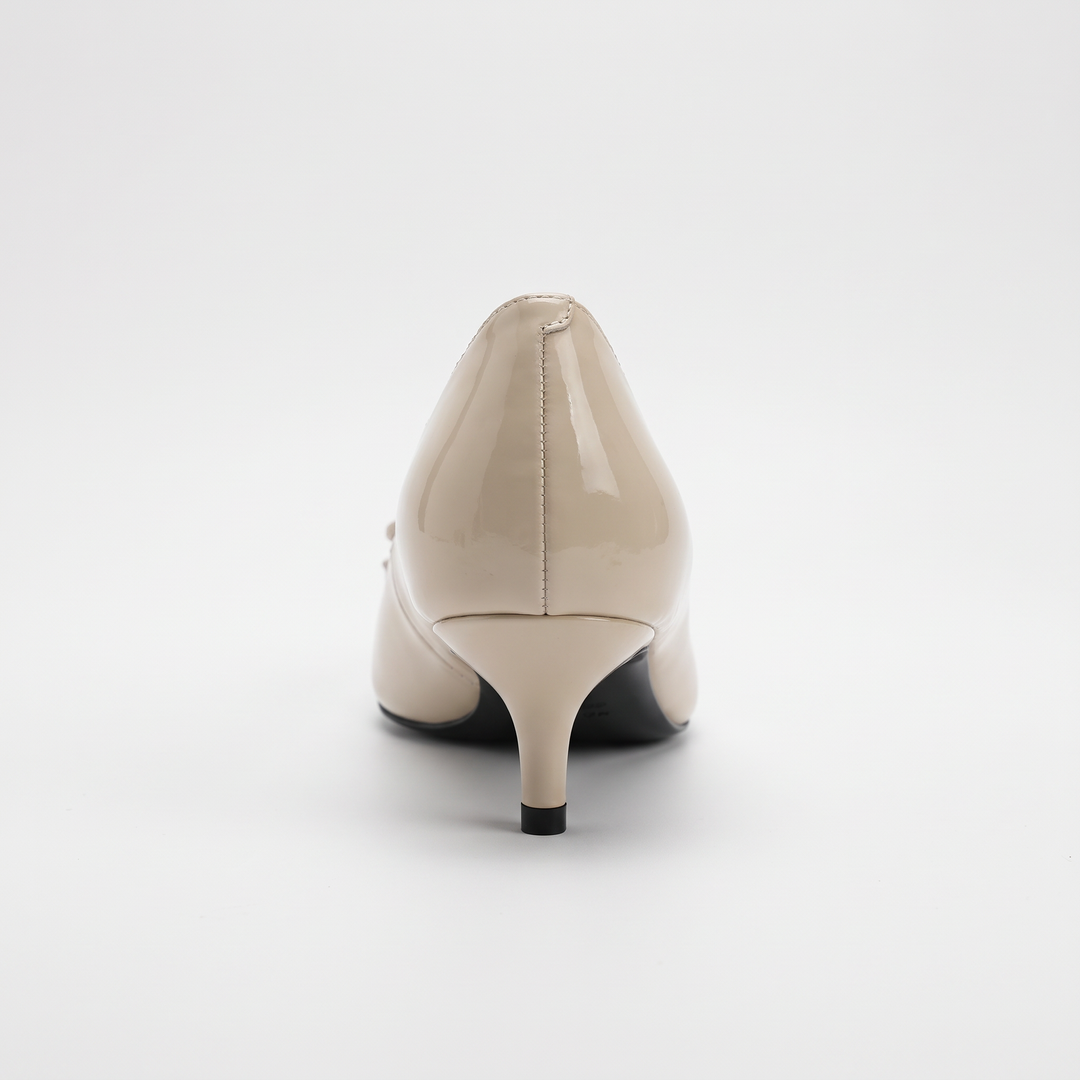 White Pointed Toe Bow Kitten Heels