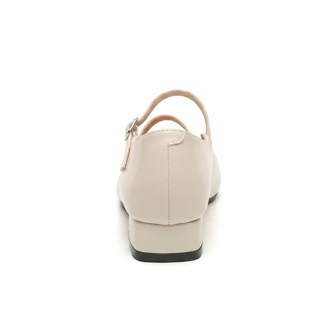 White Mary Jane Block Heels Office Wear