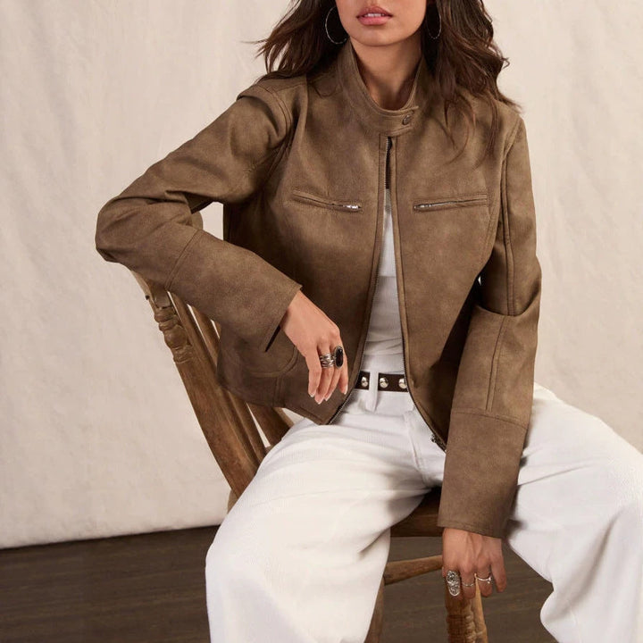 Short Women's Leather Effect Jacket - Chic and Modern