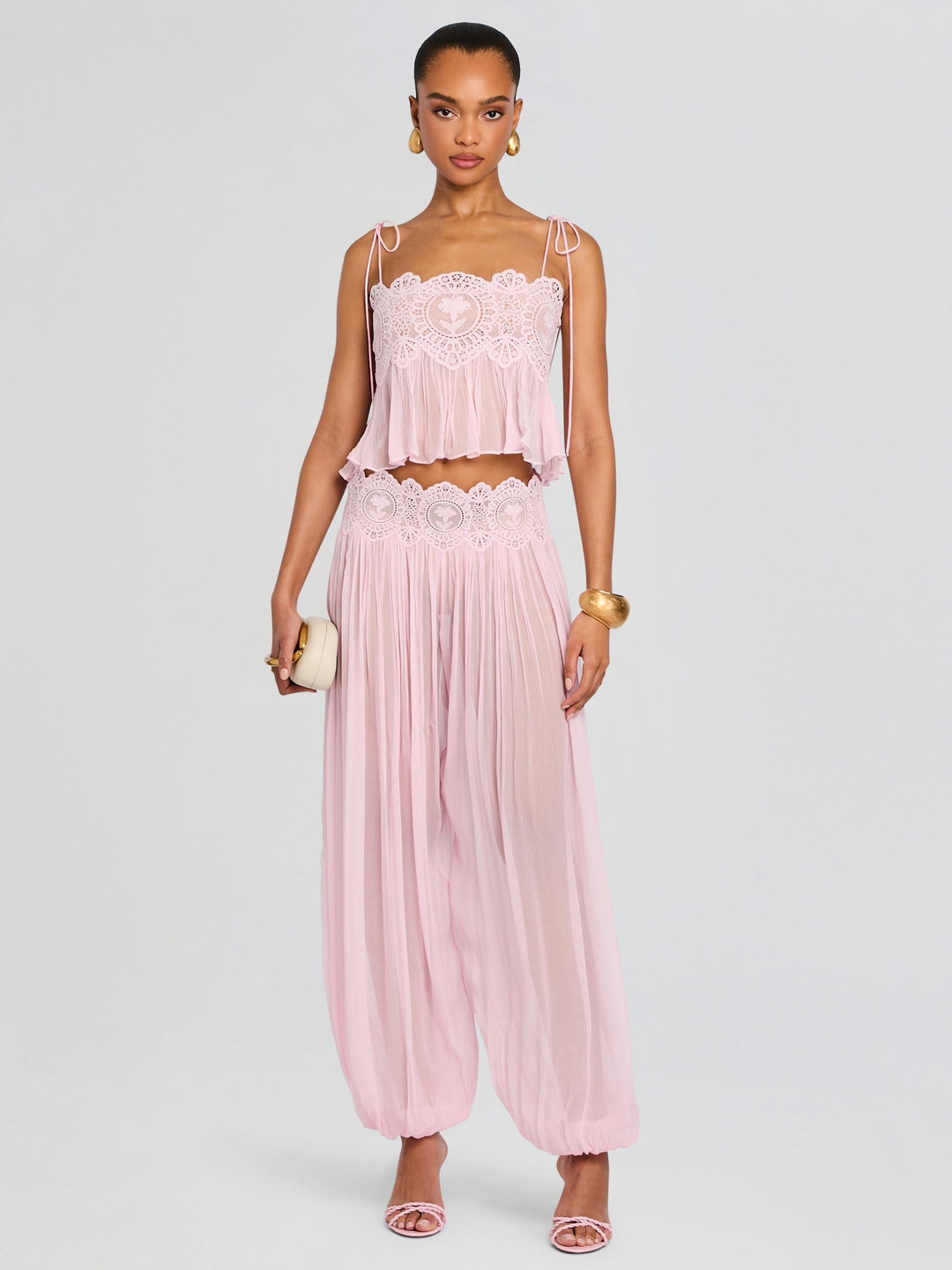 Blush Lace Chiffon Set
