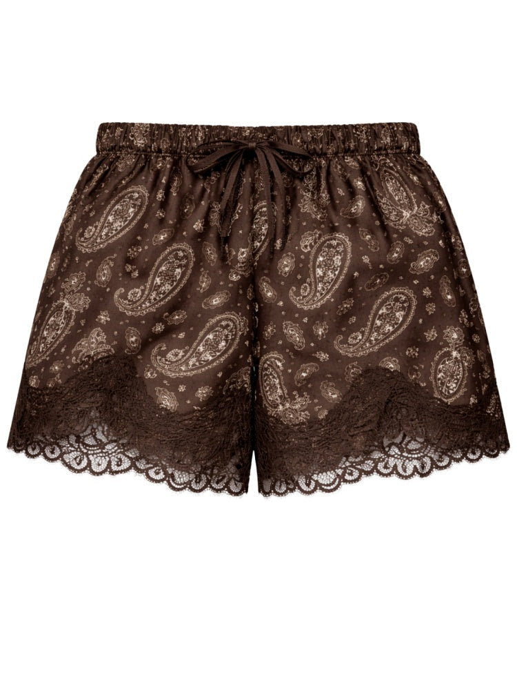 Paisley Satin Lace Sleep Set, view 8 - Elena Harper