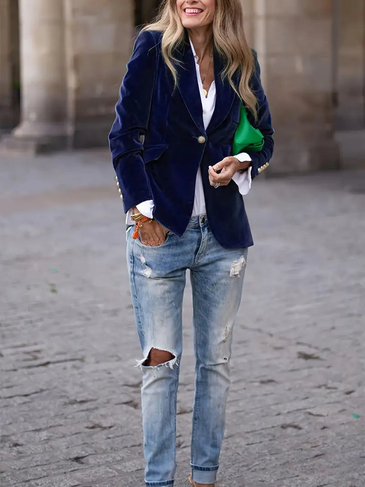 Sandrine - Elegant Velvet Blazer with Buttons