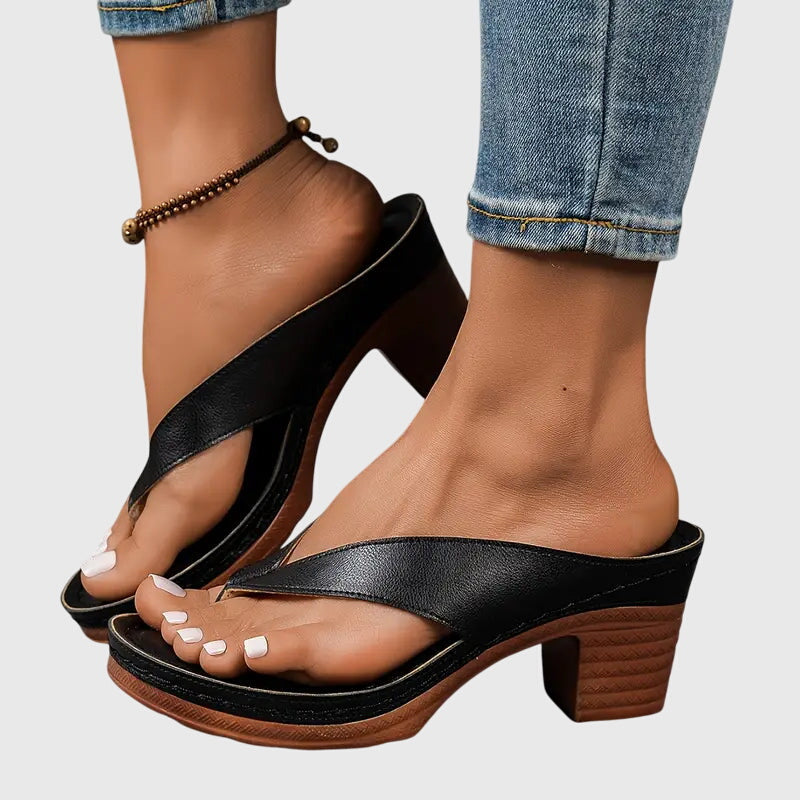 Women's Orthopaedic Sandals with Mid Height Heel for Summer