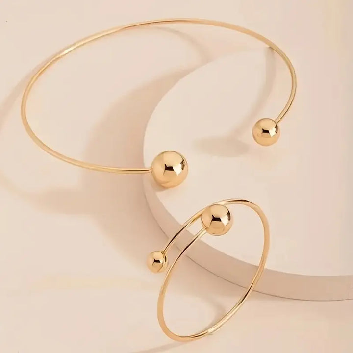 Rui Glow Collar & Cuff Bracelet Set | Gold