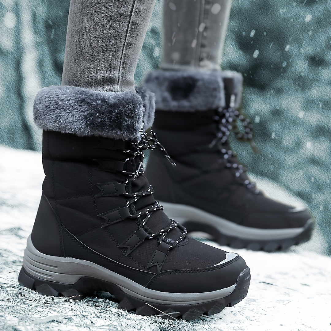 Ladies' Warm Winter Boots – Brown Leather, Waterproof and Insulating for Cold Days
