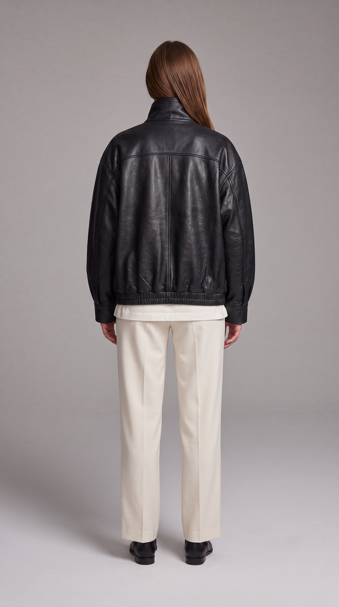 Black Stand Collar Zip Up Jacket