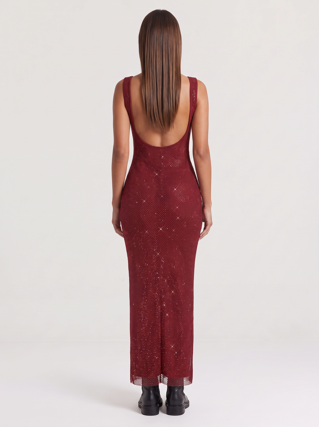 Burgundy Sequin Maxi Dress Gala