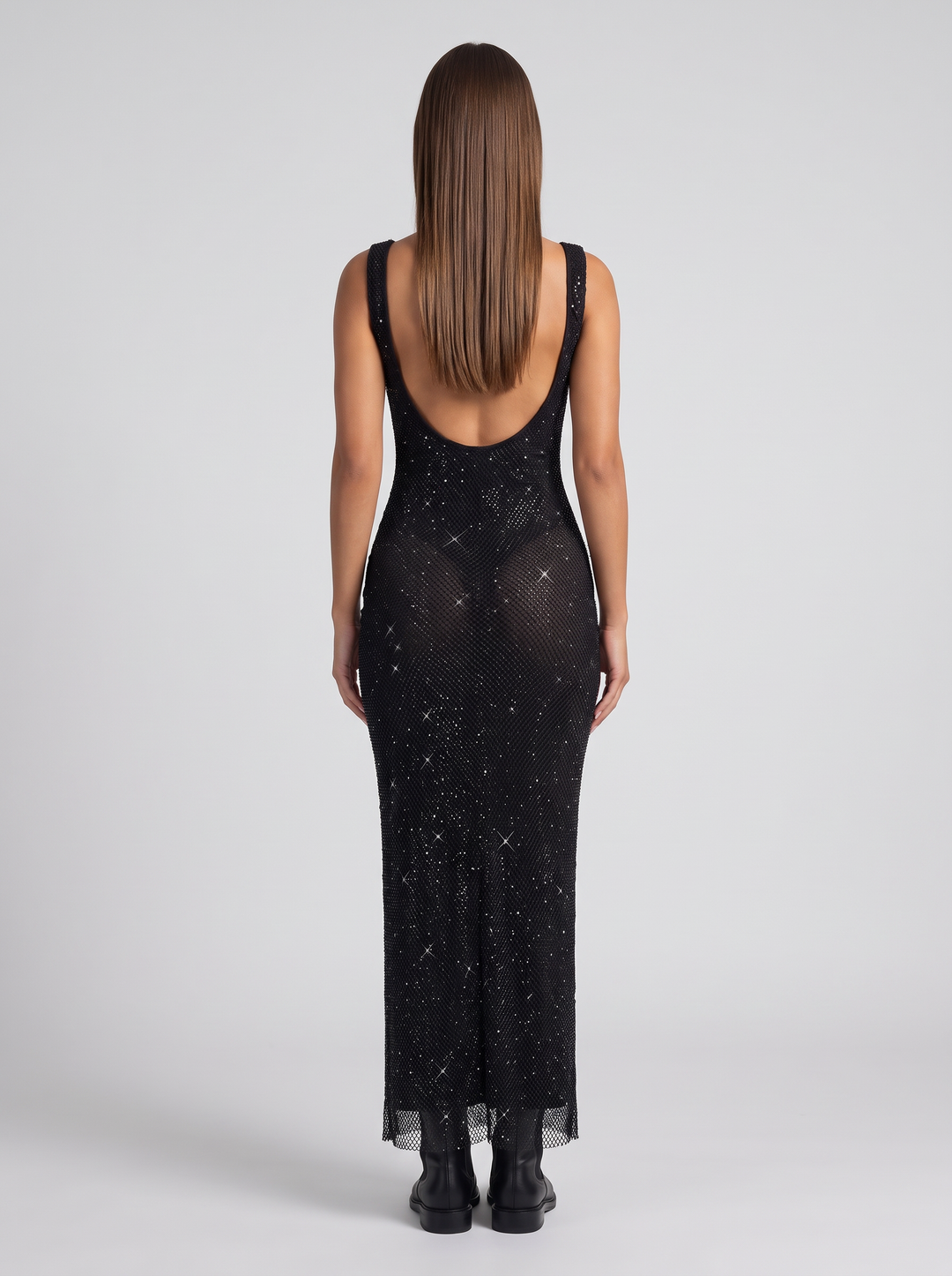 Black Sequin Maxi Dress Evening Gala