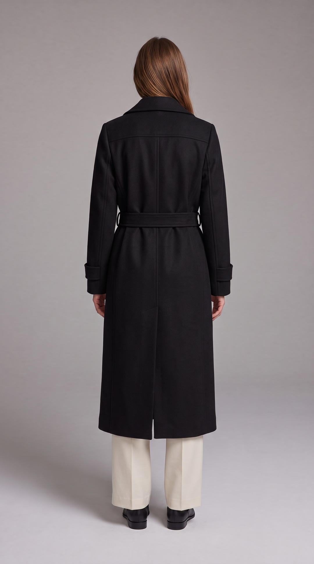 Double Breasted Longline Coat With Belt