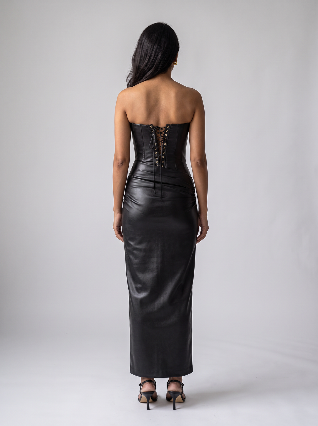 Lace Up Corset Midi Dress Evening