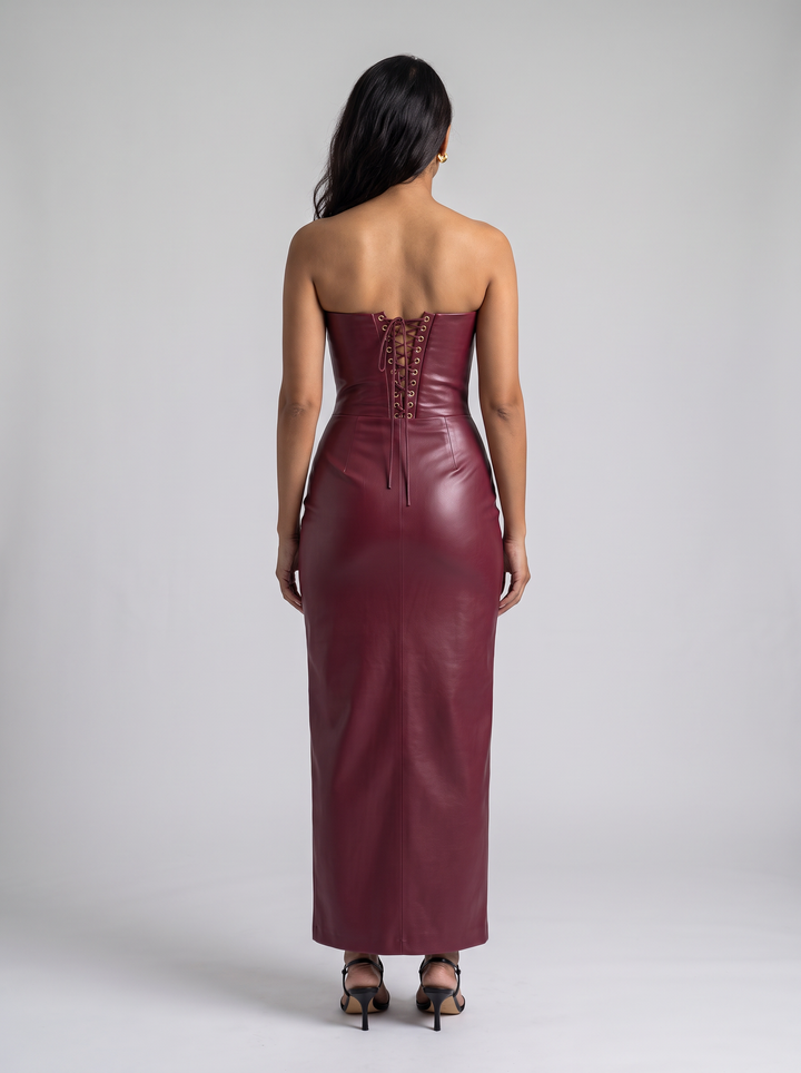 Lace Up Corset Midi Dress Evening