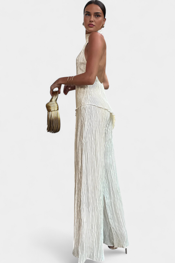 Lucindra Asymmetrical Pleated Top and Pants, view 5 - Elena Harper