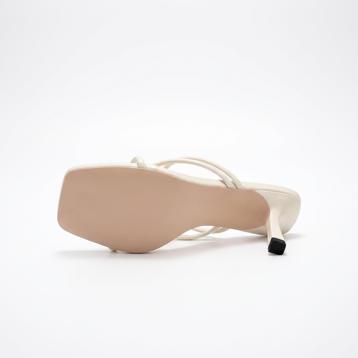 Beige Toe Post Kitten Heel Sandals