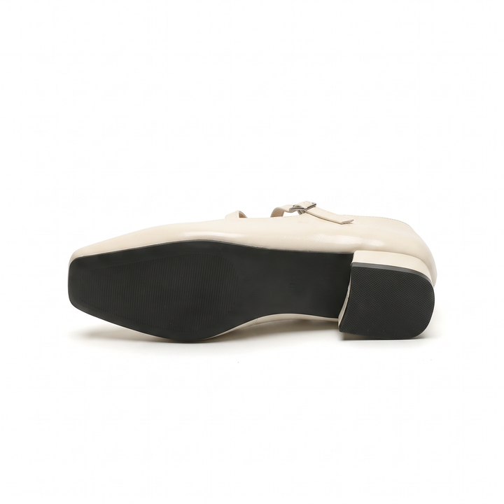 White Mary Jane Block Heels Office Wear