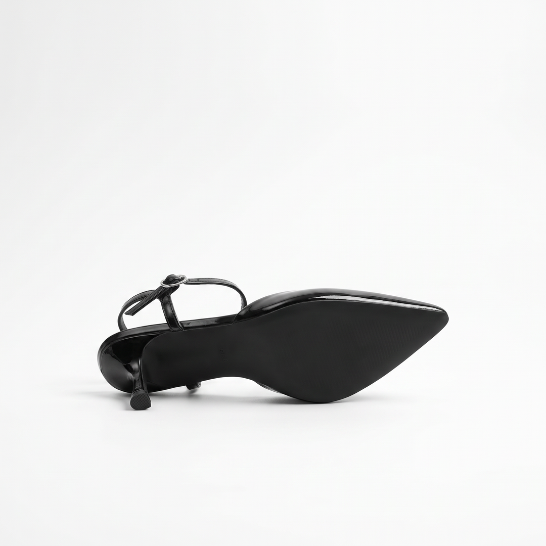 Black Lace Kitten Heel Slingback Pumps